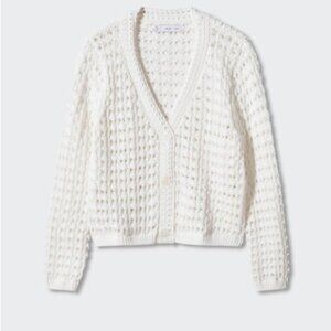 Openwork knit cardigan off-white NWT